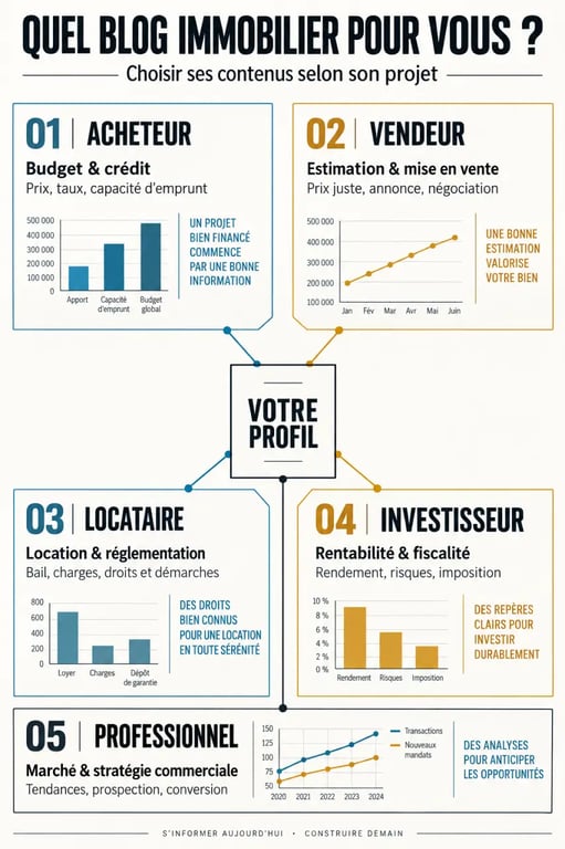 Blog immobilier : thèmes à consulter selon son profil d'acheteur, vendeur, locataire ou investisseur