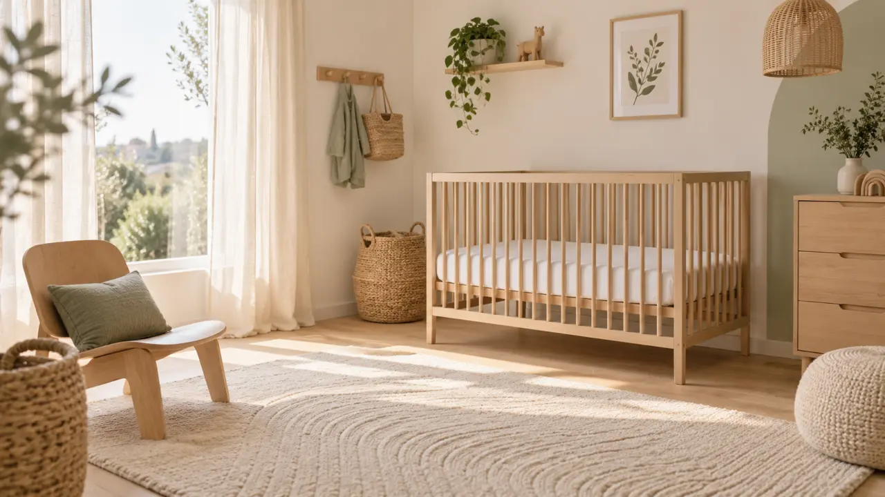Chambre de bébé lumineuse et apaisante aux tons naturels