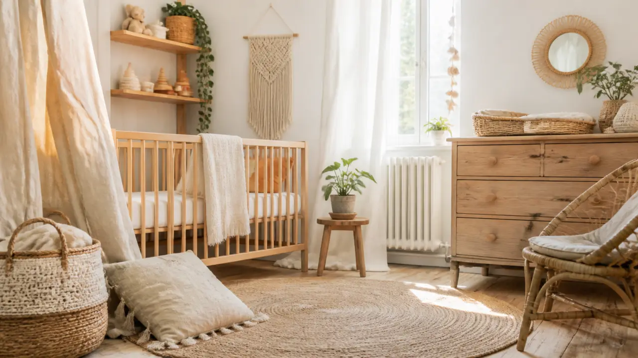 Chambre de bébé naturelle, douce et lumineuse