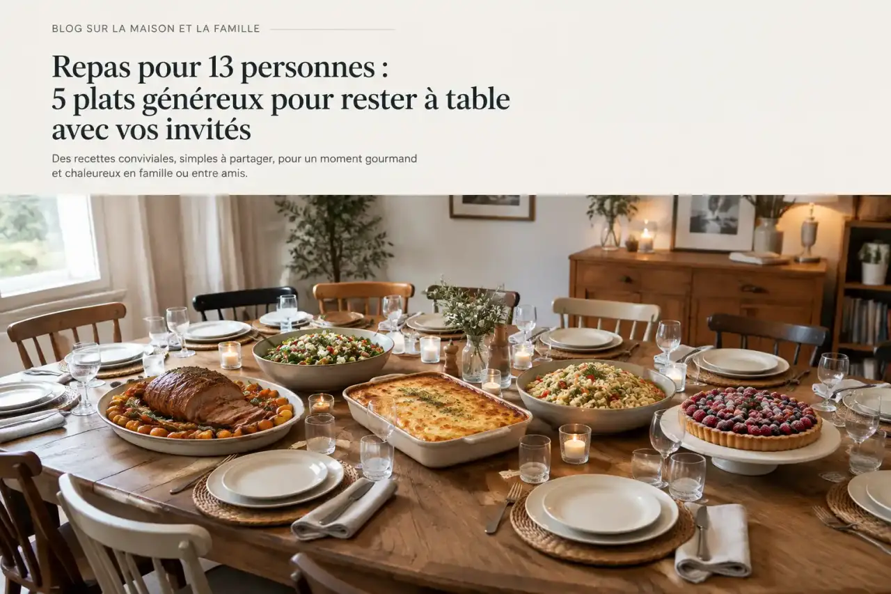 Repas pour 13 personnes : 5 plats généreux pour rester à table avec vos invités